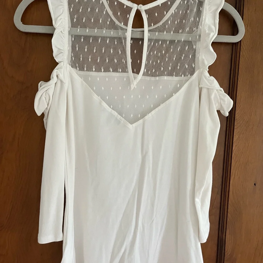 Express White Ruffle Top - Picture 2 of 3